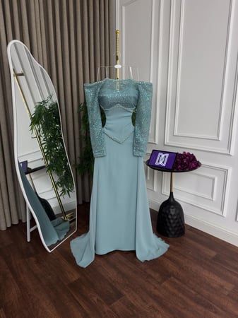 فستان سهره اللون  اسود باربي مع شيفون من متجر جوهره NO