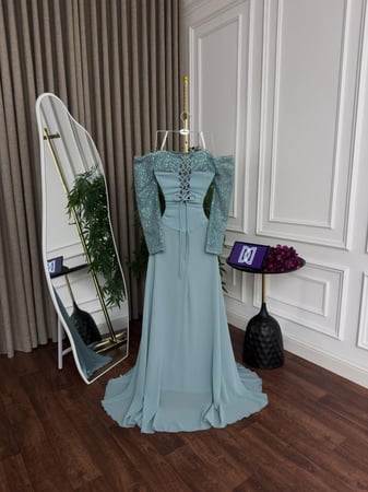 فستان سهره اللون  اسود باربي مع شيفون من متجر جوهره NO