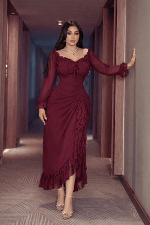 فستان سهرة ناعم عودي هيام بتصميم أنيق للخطوبة والمناسبات