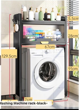 رف تخزين علوي للحمام فوق الغسالة معدني 1 دور