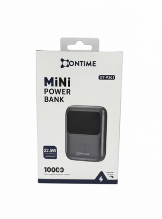 بطارية متنقلة - باور بانك - شاحن متنقل ميني (Mini Power Bank) من ONTIME بسعة 10000 مللي أمبير وقوة 22.5 واط - شحن سريع وتصميم مدمج