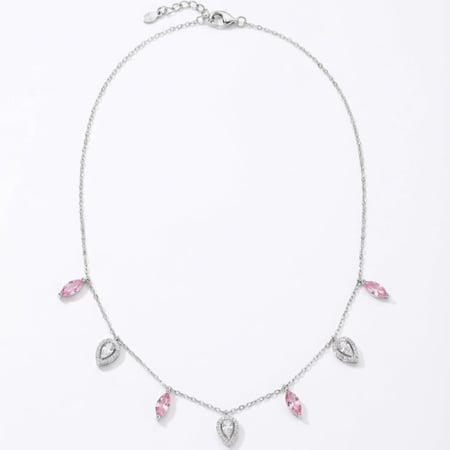 تشوكر لاف روز LAV Rose فضة عيار 925 مرصع بزركون وردي ماركيز