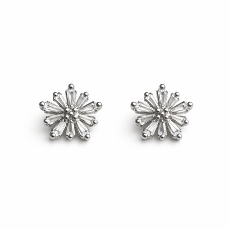 حلق لاف بلوم LAV Bloom فضة عيار 925 بتصميم زهرة من أحجار الباغيت