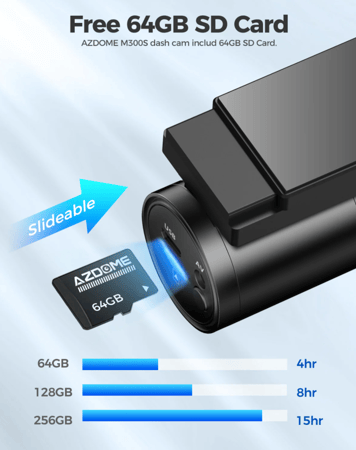 داش كام ثلاث كاميرات امامية وداخلية وخلفية Azdome M550 Max 3ch - مع ذاكرة 64GB
