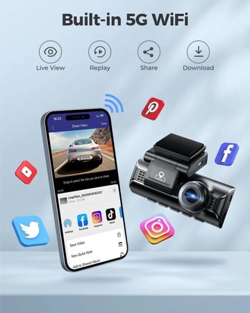 داش كام ثلاث كاميرات امامية وداخلية وخلفية Azdome M550 Max 3ch - مع ذاكرة 64GB