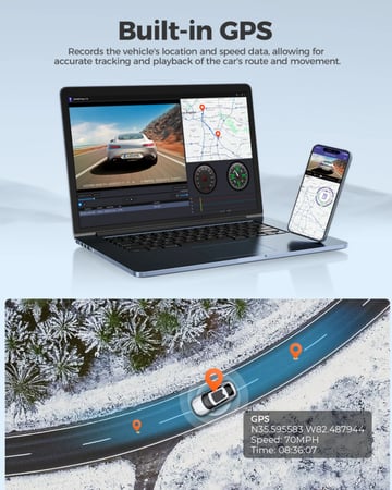 داش كام ثلاث كاميرات امامية وداخلية وخلفية Azdome M550 Max 3ch - مع ذاكرة 64GB