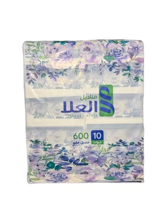 العلا مناديل وجه 600 منديل ثلاث طبقات - 10 حبات