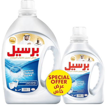 برسيل سائل غسيل للاثواب البيضاء عود - 3 لتر + 1 لتر