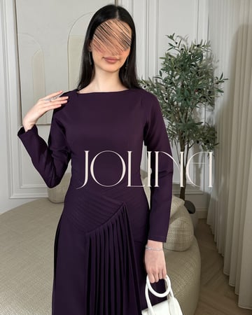 فستان موف بأكمام طويلة من جولينا – صورة أمامية