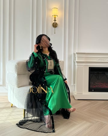 جلابية قطعتين لون اخضر