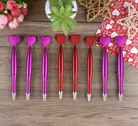 12 قطعة من اقلام حبر جاف مبتكرة على شكل قلب، اقلام حبر جل اسود 1 ملم، اقلام مكتب جميلة لوازم المدرسة والمعلمين والطلاب