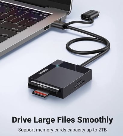 قارئ بطاقة ذاكرة USB 3.0، USB C 4 في 1 محول OTG لبطاقات SD مايكرو SD SDHC SDXC CF CFI TF مايكرو SDXC مايكرو SDHC MS MMC UHS-I متوافق مع ماك بوك وسان ديسك ايباد برو وجالكسي وغيرها.