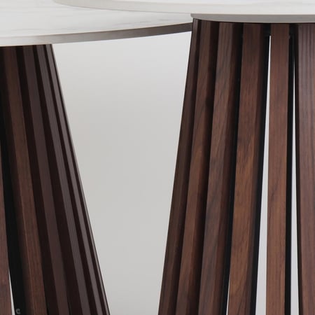 طقم طاولتين مودرن - سطح بورسلان وقاعدة خشبية