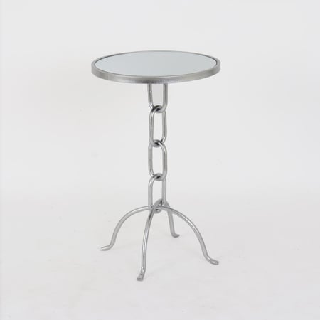طاولة خدمة معدن فضي - سطح زجاج دائري
