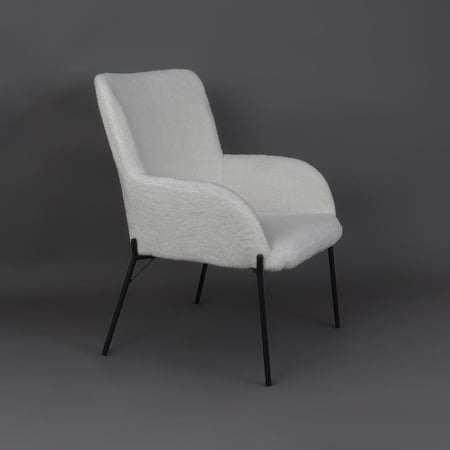 كرسي قماش بوكليه أبيض - تصميم مربع