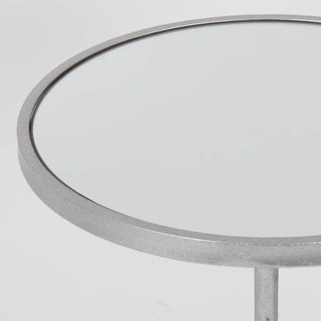 طاولة خدمة دائرية - معدن فضي - سطح زجاجي