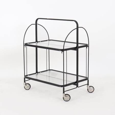 عربة إيليت قابلة للطي - معدن اسود - أرفف بلاستيك