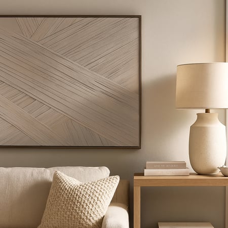 لوحة تجريدية - خطوط من القماش البيج