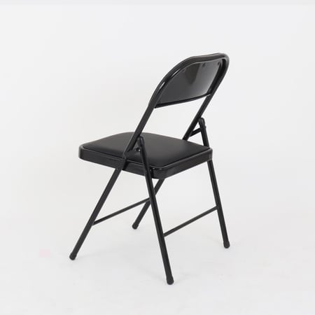 كرسي جلد ومعدن - أسود