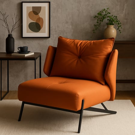 كرسي جلد برتقالي - تصميم مربع