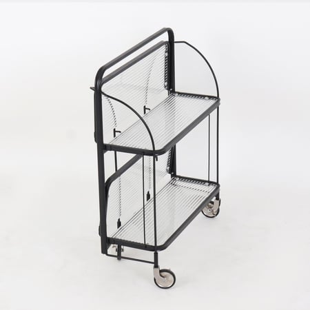 عربة إيليت قابلة للطي - معدن اسود - أرفف بلاستيك