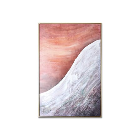 لوحة جدارية بإطار ذهبي ولمسات لونية هادئة مستوحاة من الطبيعة، مثالية لإضافة إحساس راقٍ على الجدران