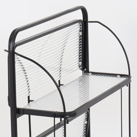 عربة إيليت قابلة للطي - معدن اسود - أرفف بلاستيك