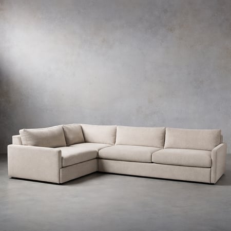 رويال | أريكة صالة أنيقة على شكل حرف L بقماش شانيل - بيج - 280×190×85×80 سم