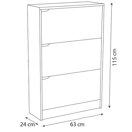 خزانة أحذية أنيقة بثلاثة أدراج، بتصميم خشبي بسيط يناسب مختلف المساحات.