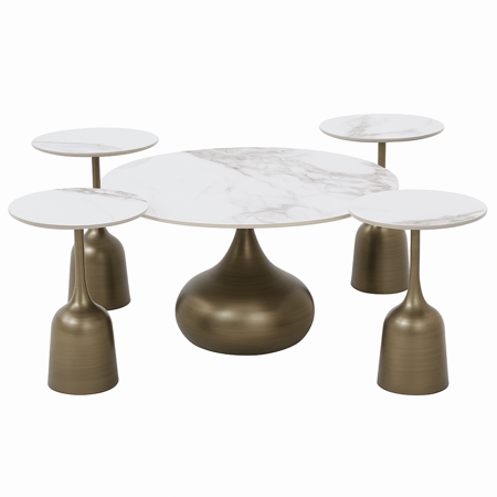 طقم طاولات فاخرة بتصميم رخامي 1+4