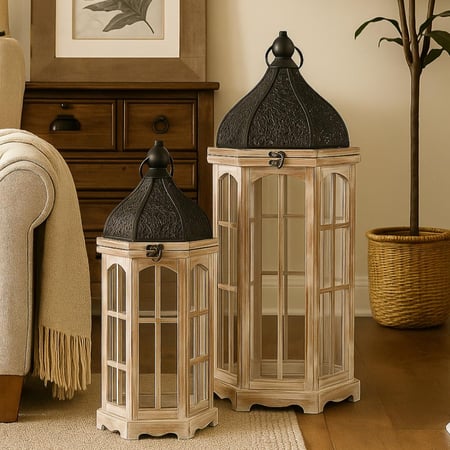 طقم فانوس ريفي - لمسات معدنية سوداء