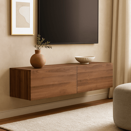 كونسول معلق بتصميم خشبي أنيق