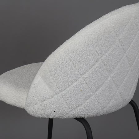 كرسي قماش بوكليه أبيض - تصميم دائري