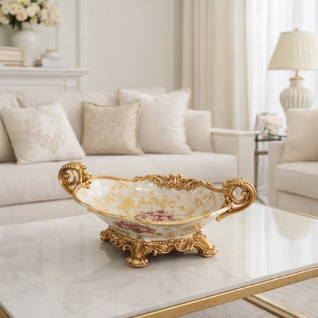 تحفه صحن سيراميك ايطالي - مقابض ذهبية