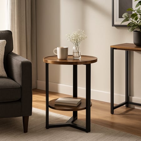 طاولة جانبية خشبية دورين - قاعدة حديد