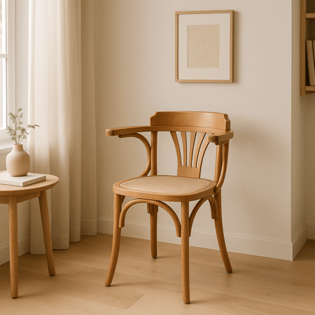 كرسي خشبي كلاسيكي - لمسة من الخيزران