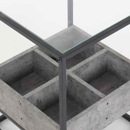 طاولة خدمة رمادي – بسطح زجاج ودرج مقسم