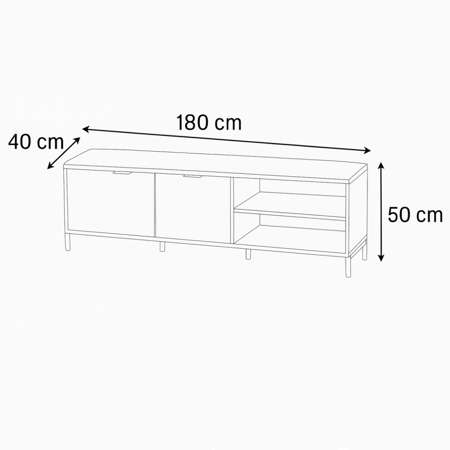 طاولة تلفزيون بتصميم عصري من الخشب والمعدن تجمع بين الأناقة والعملية.