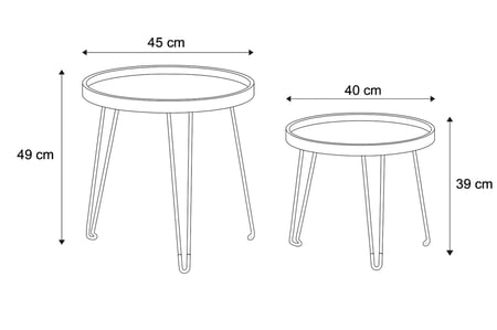 طقم طاولات خدمة خشب - قواعد حديد