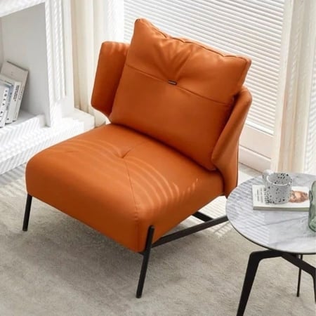 كرسي جلد برتقالي - تصميم مربع