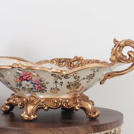 تحفه صحن سيراميك ايطالي - مقابض ذهبية