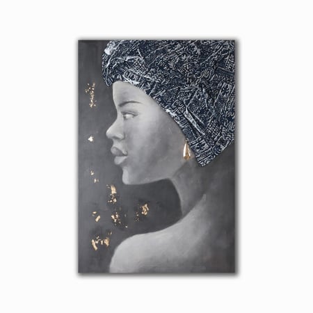 لوحة حائط كانفس - فن إفريقي - لمسات ذهبية