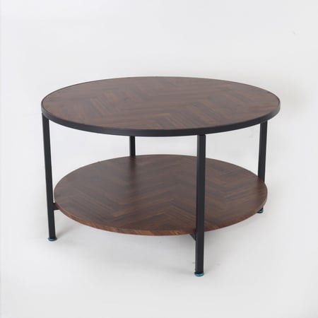 طاولة خدمة حجم وسط - قواعد حواف حديد - سطح خشبي