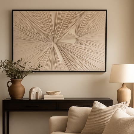 لوحة قماش - إطار خشي أسود - تصميم تجريدي متداخل