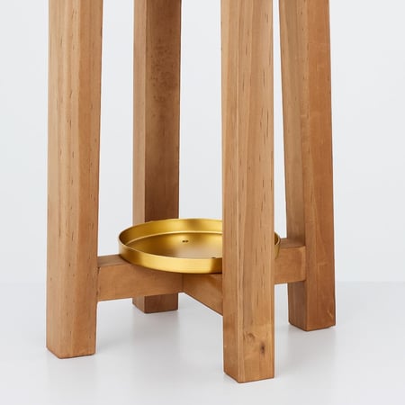 طقم شمعدان ناتشورال - خشب ومعدن ذهبي