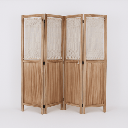 بارتشن خشب - جزء علوي مغطي بالقماش - 4 قطع