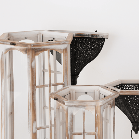 طقم فانوس ريفي - لمسات معدنية سوداء