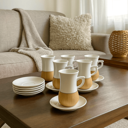 طقم بيالات شاي فاخرة - مزيج الخزف بلمسة راقية