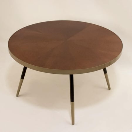 طاولة خدمة - قواعد حديدية أسود وذهبي - سطح خشبي