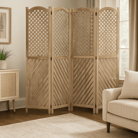 بارتشن خشب مفرغ - لون بيج - 4 قطع